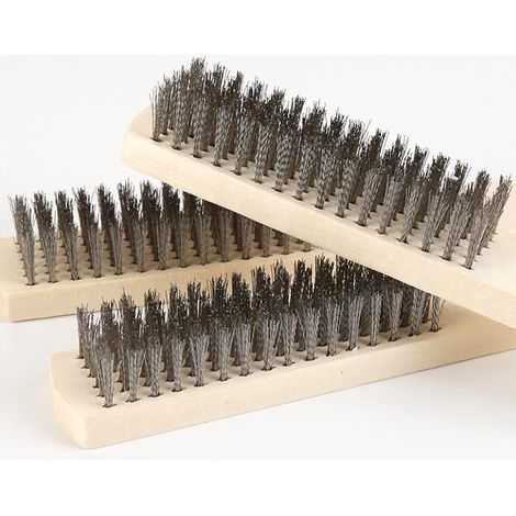 Aougo – Jeu de brosses métalliques 6 pièces – Manche en bois – Poils en acier inoxydable pour enlever rouille et scories – Longueur 210 mm (1/4)