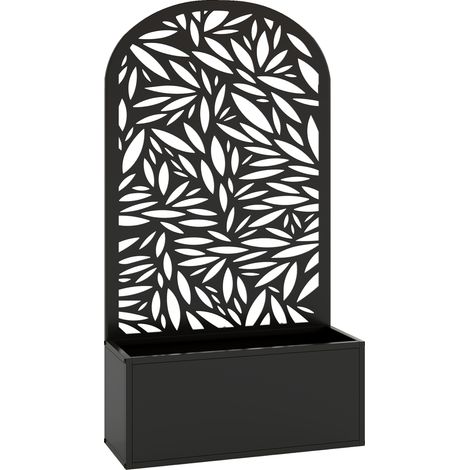 Fioriera con Traliccio ad Arco per Rampicanti 61x23x113 cm con Fori di Drenaggio in Metallo Nero (1/5)