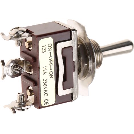 Interrupteur marche/arrêt, interrupteur à bascule momentané SPDT, tripolaire, 12 mm, 15 A, 250 V CA (1/5)