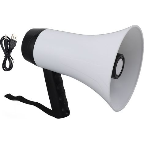 GARRYFIZH Mégaphone portable Bullhorn 30 W, enregistrement 300 s, portée 500 m, autonomie 10 h, batterie 3500 mAh