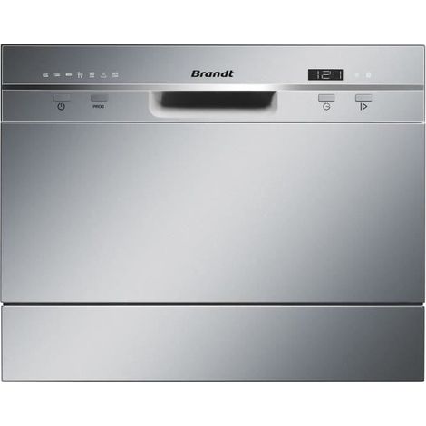 Brandt – Lave-vaisselle compact 6 couverts – Classe A+ – 49 dB silencieux – 7 programmes – Dimensions 55x50x43.8 cm – Raccordement eau chaude/froide - DFC6519S