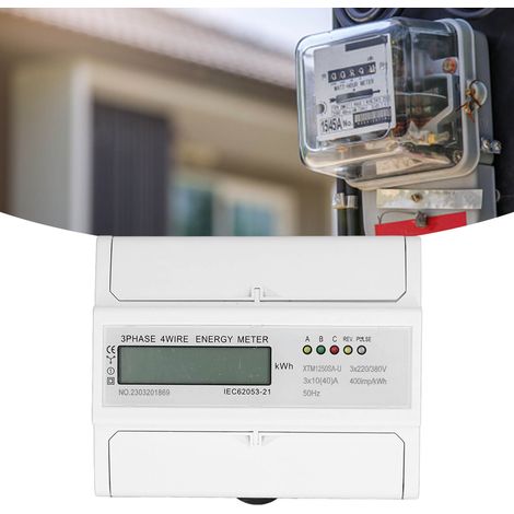 Compteur triphasé 7 broches LCD 3×220 V/380 V XTM1250SA-U, montage sur rail DIN 35 mm, 10 A (1/5)