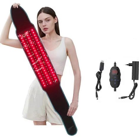 Ceinture lumineuse LED rouge et infrarouge 660 nm et 850 nm pour massage complet du corps et de la taille, relaxation musculaire, amincissement et réduction de la fatigue. Prise UE. (1/5)