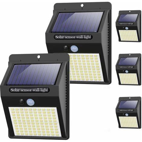 【5 Pack 】Lampe Solaire Extérieur, 3 Modes Lampe Exterieur Detecteur de Mouvement 100 LED Étanche Lumiere Solaire Éclairage Extérieur Projecteur Solaire Puissant Sécurité Pour Jardin (1/5)