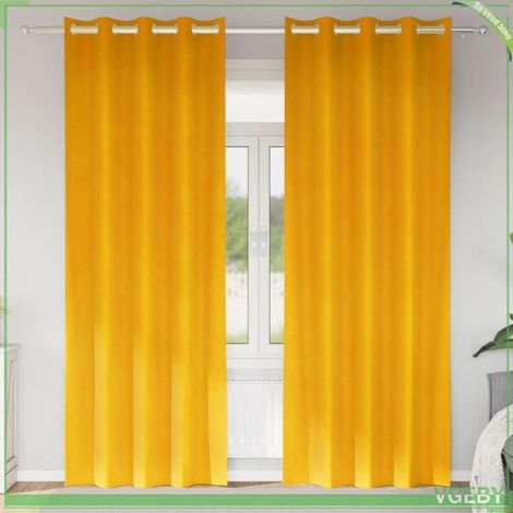 4107270 Rideaux occultants 2 pcs Jaune moutarde 140 x 225 cm Velours (1/5)