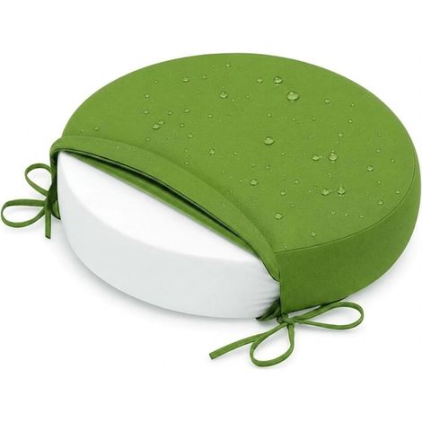 Vert,40x5cm,Coussins de Chaise Ronds, Galettes de Chaise Extérieur Imperméables avec Attaches, Coussin de Bistrot en Mousse Haute Densité, Housse Amovible (1/5)