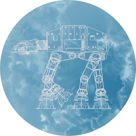 papier peint panoramique rond adhésif Star Wars AT-AT bleu - Disney (1/3)