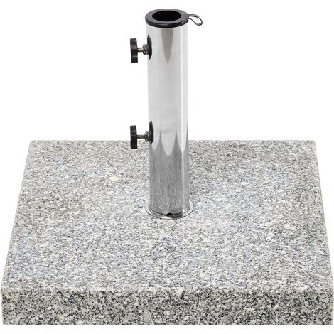 Base de Parasol en Granit Carré et Acier Inoxydable 45 x 45 cm 30 kg Gris Cerzeto (1/5)