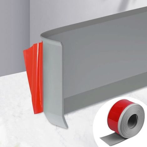Plinthe en PVC - Plinthe Souple Autoadhésive 3m - Gris - 10cm de Large - Flexible et Durable-Ywey (1/4)