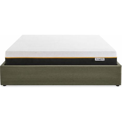 Ensemble Lit coffre adulte 180x200cm en velours côtelé vert avec sommier - Handy + Matelas mémoire de forme - Dual Confort (1/5)