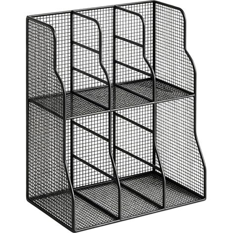 Organisateur de fichiers de bureau Double niveau métal gain d'espace Porte-documents vertical de bureau Pour cahier papier document courrier classeur à domicile école salle de classe dort (1/5)