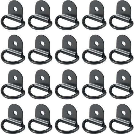 20 Stück Zurrösen, Zurrösen aus Eisen, Zurrösen für Anhänger, faltbare runde Zurrösen zur Ladungssicherung im Auto (36 x 25 mm, Schwarz) (1/5)
