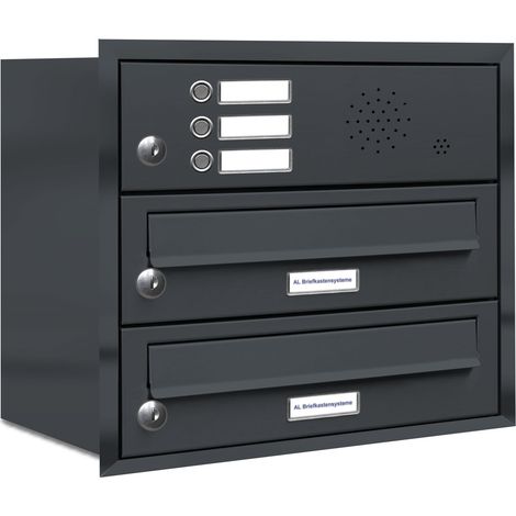 2er Briefkasten Anlage Unterputz Montage RAL 7016 Anthrazit 3 Klingel (1/5)
