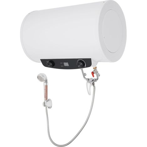 HAUTOUR Chauffe-eau électrique 35 l, 2000 W, montage mural, inoxydable, niveau d'étanchéité IPX4 et température réglable de 25 à 75 °C, Pour salles de bains domestiques, douches, salons de coiffure (1/5)