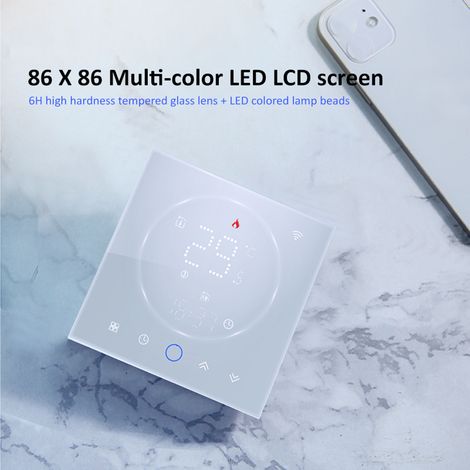 Programmierbarer Smart-Home-Thermostat AC95240V, Sprachsteuerung, LED-Display, IP20, energiesparender WLAN-Thermostat für Elektroheizungen, Weiß (1/5)