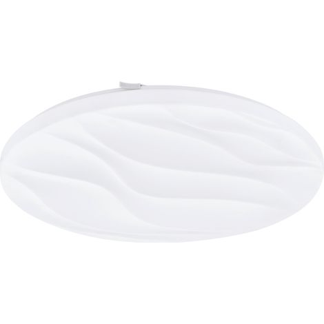 LED Deckenleuchte Wellendekor Deckenlampe weiß Wohnzimmerleuchte rund, Stahl, 24W 2500Lm warmweiß, DxH 44x7 cm (1/3)