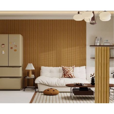 TrAdE Shop Traesio - Pannello Decorativo 3d Effetto Legno Dorato 12x167x290 Cm Rivestimento Parete - (1/2)