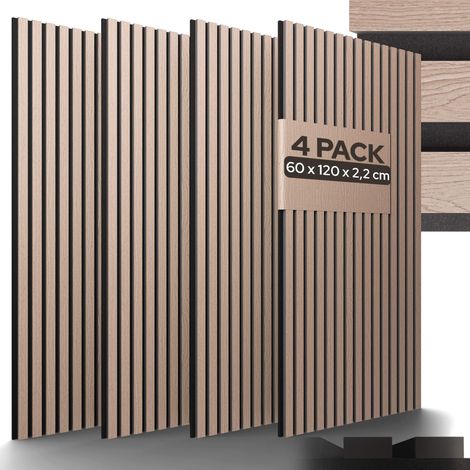 AREBOS Akustikpaneele 120x60cm Lamellenwand Holzoptik Wandpaneel Schallschutz (1/5)