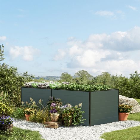 GFP Hochbeet Kräuter-Gemüse-Beet KINGSIZE DANIELA Aluminium - 235 x 77 x 77 cm - Anthrazit - formstabil und witterungsbeständig mit Aluminium-Hohlkammerprofilen
