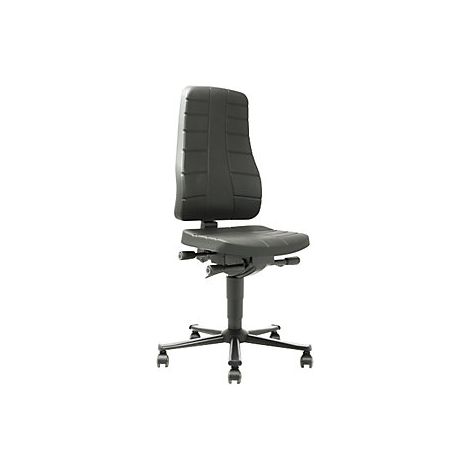 Sedia da lavoro girevole Highline con ruote, schiuma integrale, nero, altezza regolabile 450-600mm (1/4)