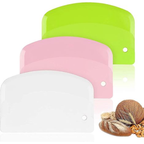 Set di 3 raschietti per impasto in plastica, taglia-impasto per alimenti, sicuri e igienici, resistenti e difficili da rompere. (1/5)