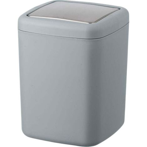 Barcelona Mini-Badezimmer-Abfalleimer, Schwingdeckel, 3 Liter Fassungsvermögen, BPA-freier, bruchsicherer Kunststoff, 15 x 20 x 15 cm, Grau