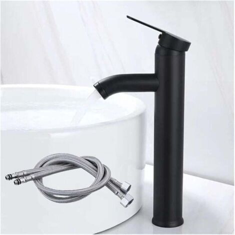 Basin mixer, bathroom faucet, table mixer tap for hot and cold water, matte black - 30cm (1/4)