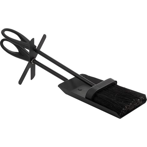 Cepillo y recogedor para la chimenea de metal negro 38x11x13 (1/5)