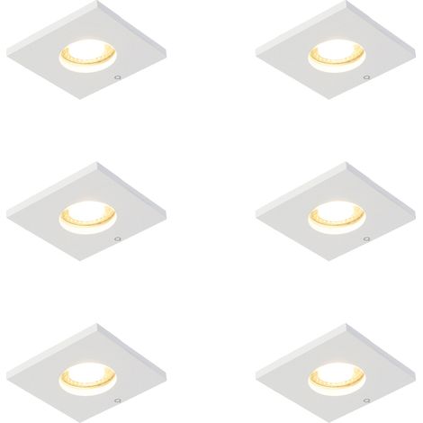 Set of 6 Modern Bathroom Recessed Spotlights White - Doku