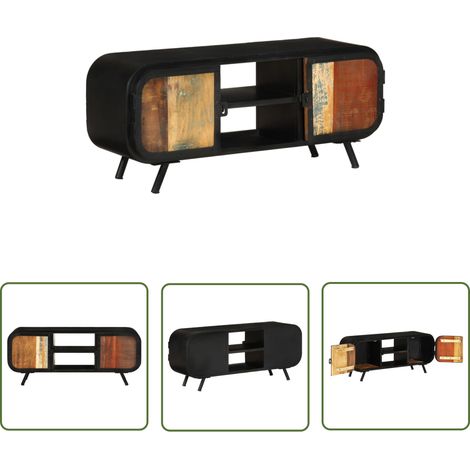 The Living Store Meuble TV 110x30x45 cm Bois de récupération massif - Meubles Tv - Meuble Tv Industriel - Meuble Tv Bois - Armoire Tv - Rangement Tv (1/5)