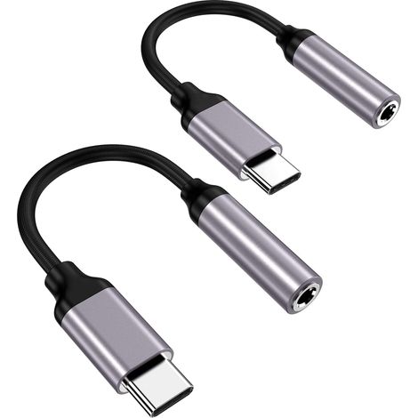 Adaptateur USB C vers Jack 3,5 mm - Compatible avec Smartphones et Tablettes - Fiche Audio Numérique - Lot de 2