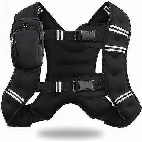 Gilet lesté (20 lb), 6 lb/8 lb/12 lb/16 lb/20 lb/30 lb pour hommes et femmes avec bande réfléchissante, gilet lesté ajustable pour l'entraînement, la musculation, etc.