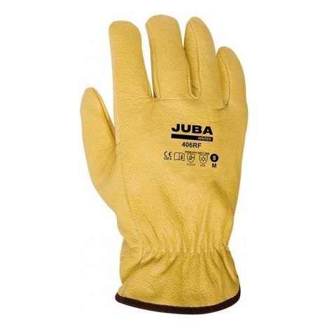 406RF/9 GUANTE PIEL FLOR VACUNO CON FORRO INTERIOR DE ALGODON COLOR AMARILLO - JUBA