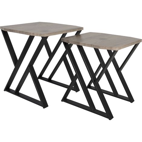 Lot de 2 tables gigognes 45x45x50 cm en bois et métal - NERO