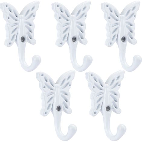 Crochets muraux rétro européens en alliage de zinc blanc, lot de 5, style arc simple, 35 x 55 mm, usage dressing (1/5)