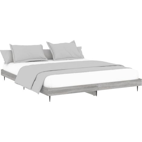 Bed Frame without Mattress Grey Sonoma 160x200 cm Engineered Wood vidaXL (1/4)