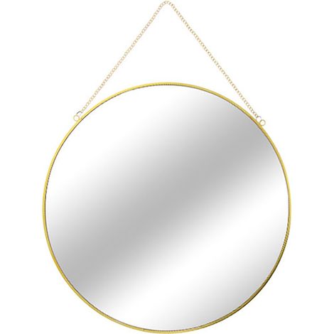 Runder Wandspiegel Gold mit Kette Ø30cm-M56867