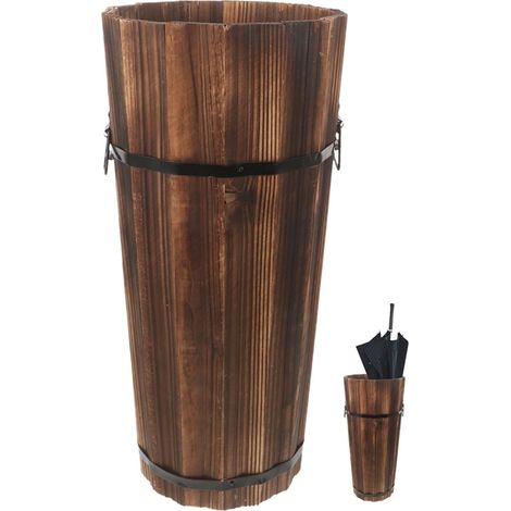 Porte-parapluie rustique avec bac d'égouttement, seau de rangement solide de style vintage pour entrée de la maison (1/5)
