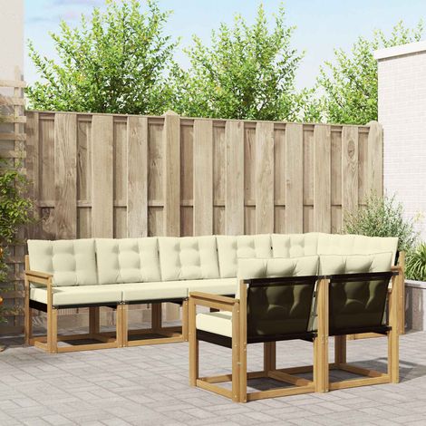 vidaXL Outdoor-Sofagarnitur mit Kissen 8 pcs Weiß und Creme (1/5)