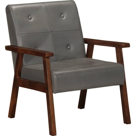 vidaXL Fauteuil gris cuir véritable (1/5)