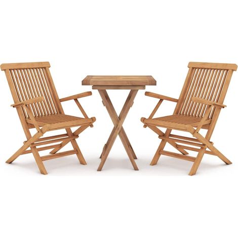 Maison Exclusive - 3-tlg. Garten-Essgruppe Massivholz Teak (1/5)