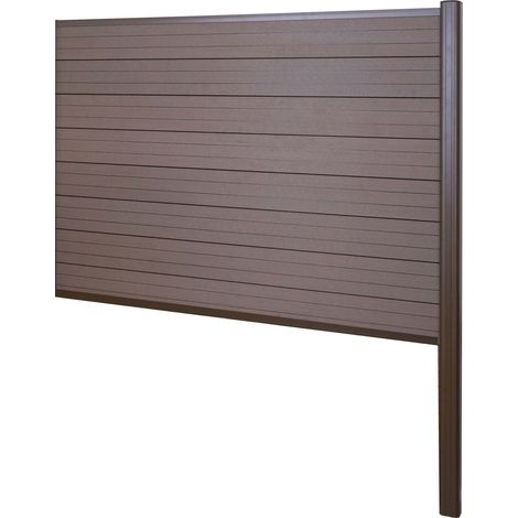[NON UTILIZZATO] Pannello supplementare frangivento fendivista privacy Sarthe WPC alluminio premium installazione cemento 185cm marrone