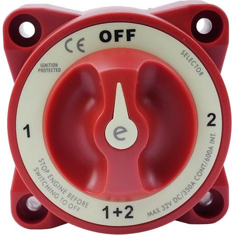 Dual Battery Isolator Switch 4 Position Rotary Disconnect Switch Isolator 350A 12V-32V 350A E Series Battery Switch for Car, Boat, Outboard (1/5)
