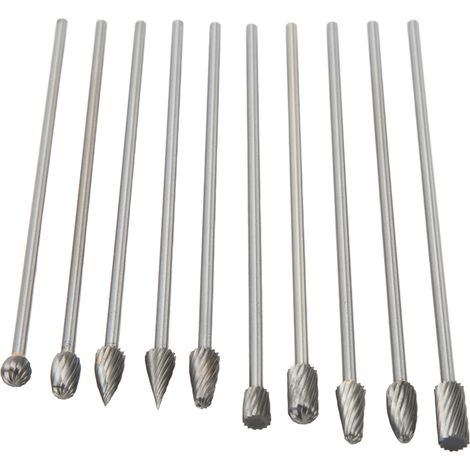 Lot de 10 fraises carbure rotatives queue 3mm, lime multifonction pour meulage aviation automobile bateau (1/5)