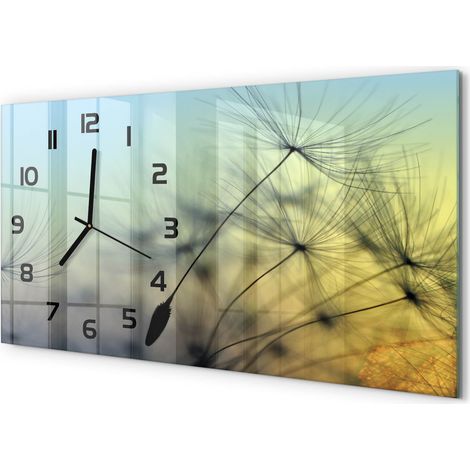 Horloge Murale Chambre 60x30 cm Design Horizontal Sans Tic-Tac Graines de pissenlit (1/5)