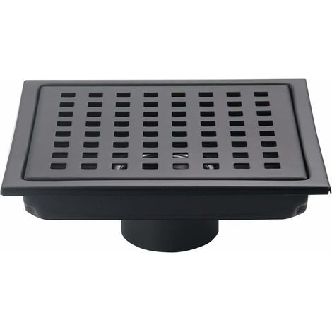 Caniveau de douche carré de 15 cm, noir mat, grille amovible (1/4)