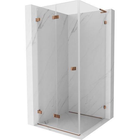 Mexen Lunar-F L faltbare Duschkabine links 80 x 80 cm, transparent, Roségold - 836L-080-080-60-00-L (1/5)