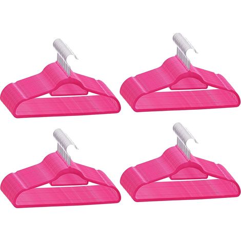 vidaXL Juego de perchas ropa 100 uds antideslizantes terciopelo rosa (1/2)