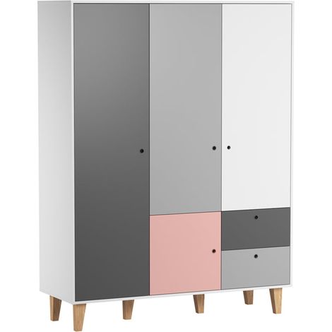 Schrank mit 3 Türen, Rosa, 201.5cm (1/3)