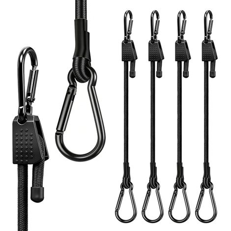 Set of 4 Elastic Bungee Cord with 100cm Hooks and Carabiners for Shade Sail, Camping, Biking, Car and Secure Luggage Attachment (1/5)